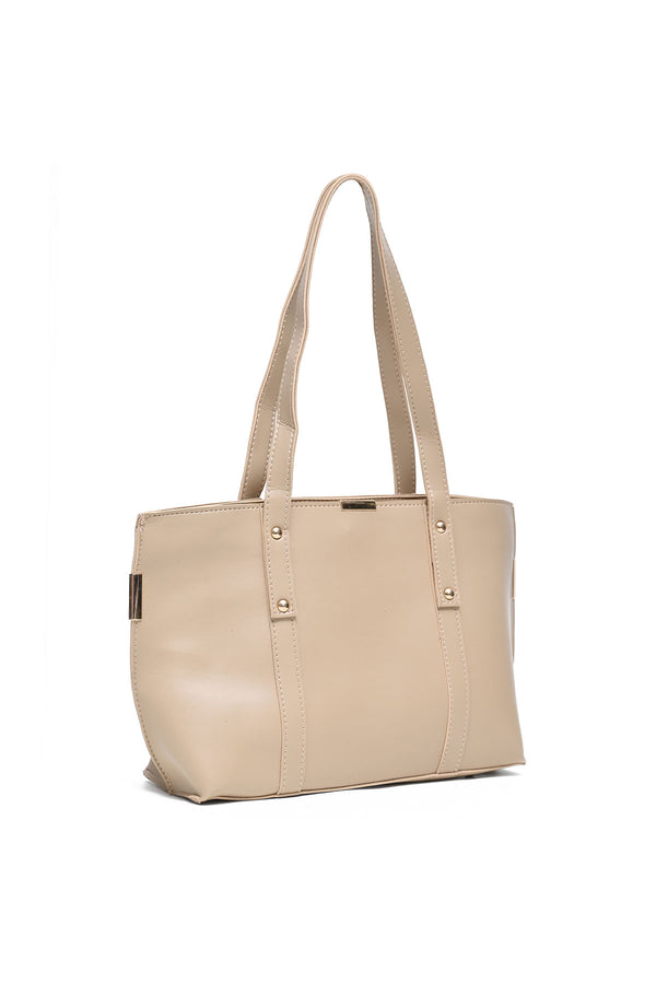 B8163-BEIGE TOTE BAG