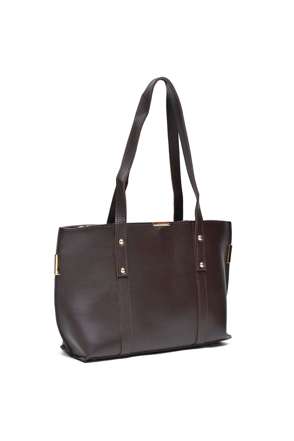 B8160-CHOCLATE BROWN TOTE BAG