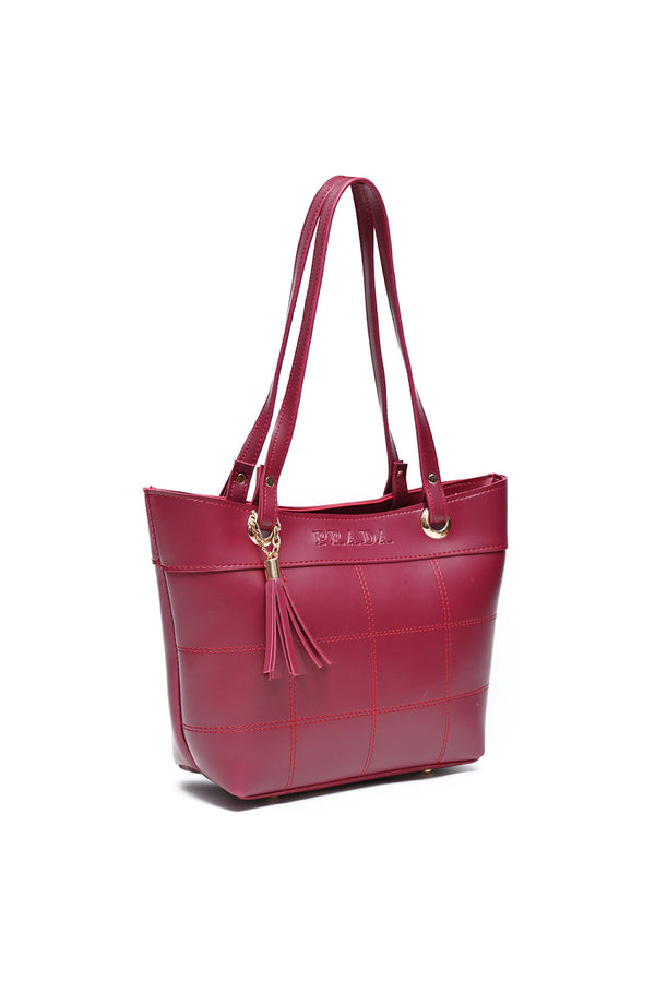 B8157-MAROON PRADA TOTE BAG