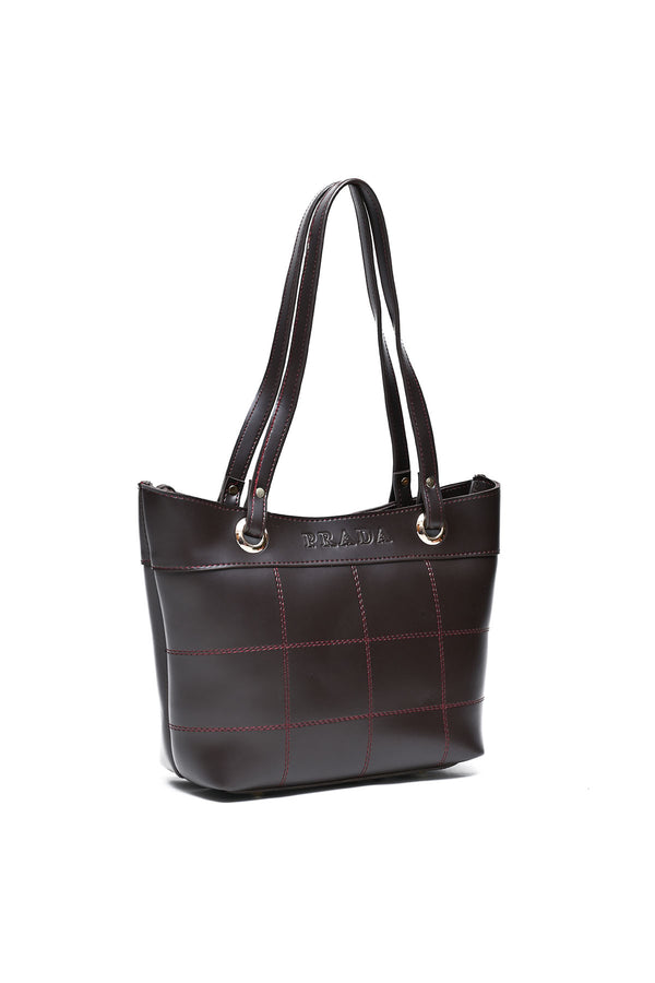 B8156-CHOCLATE BROWN PRADA TOTE BAG