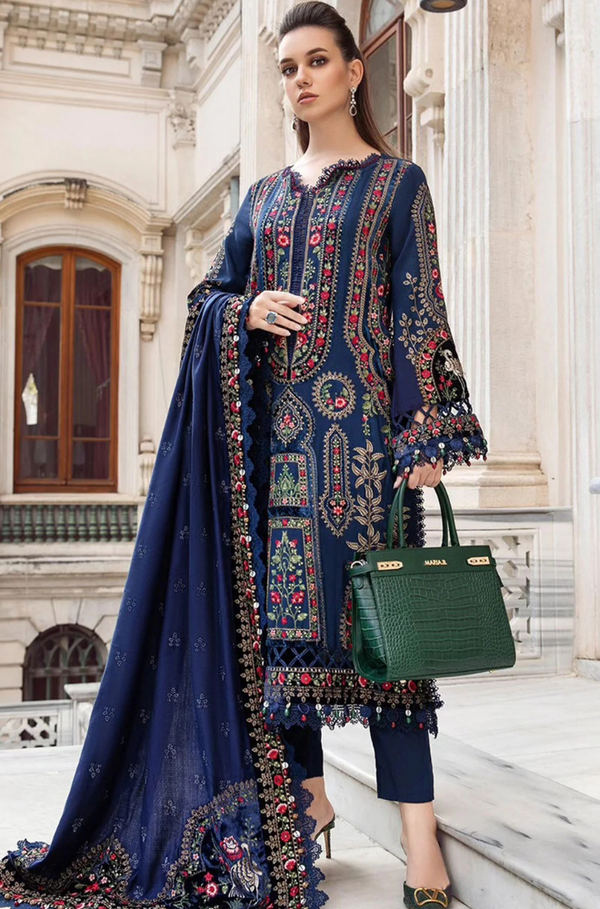 Maria B 3-Piece Dhanak Embroidered Unstitched WSUW2101